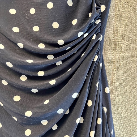 Lauren Ralph Lauren - Dark Navy Polkadot Dress -  Size 2 - Flutter Sleeve - Picture 8 of 10